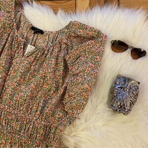 J Crew Tiny Floral Short Sleeve Fit and Flare Dress